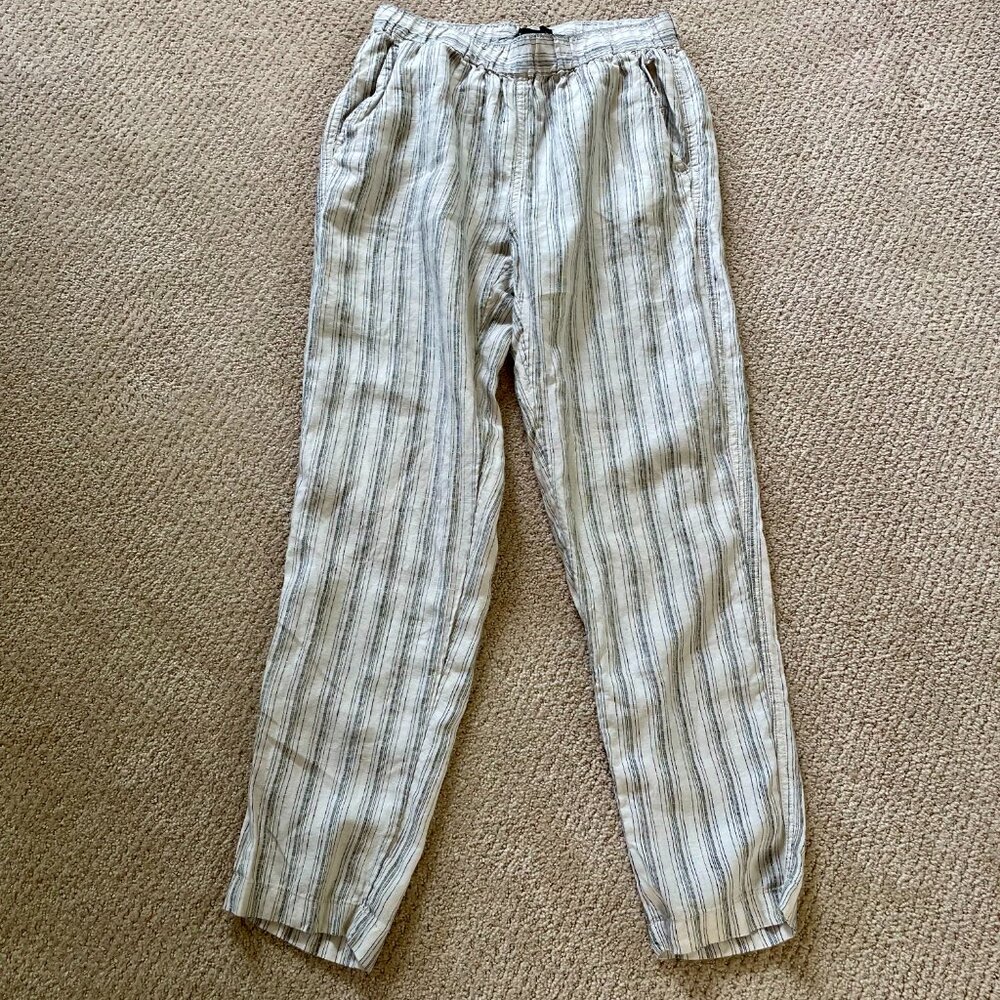 TAHARI Linen Pinstripe Pants